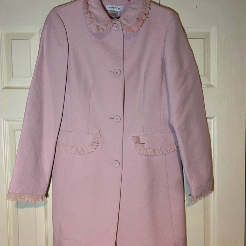 Nine West Light Pink Trench Coat with Fringe